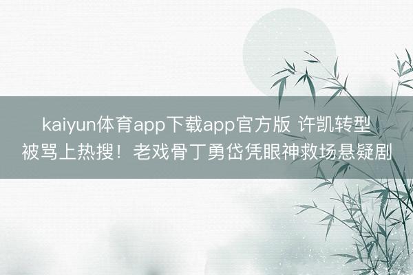 kaiyun体育app下载app官方版 许凯转型被骂上热搜！老戏骨丁勇岱凭眼神救场悬疑剧